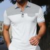 Men's Casual Waffle Top T-Shirt Color Blocked Collar Short Sleeved Top Outdoor Versatile Fashion Summer Outdoor Tees