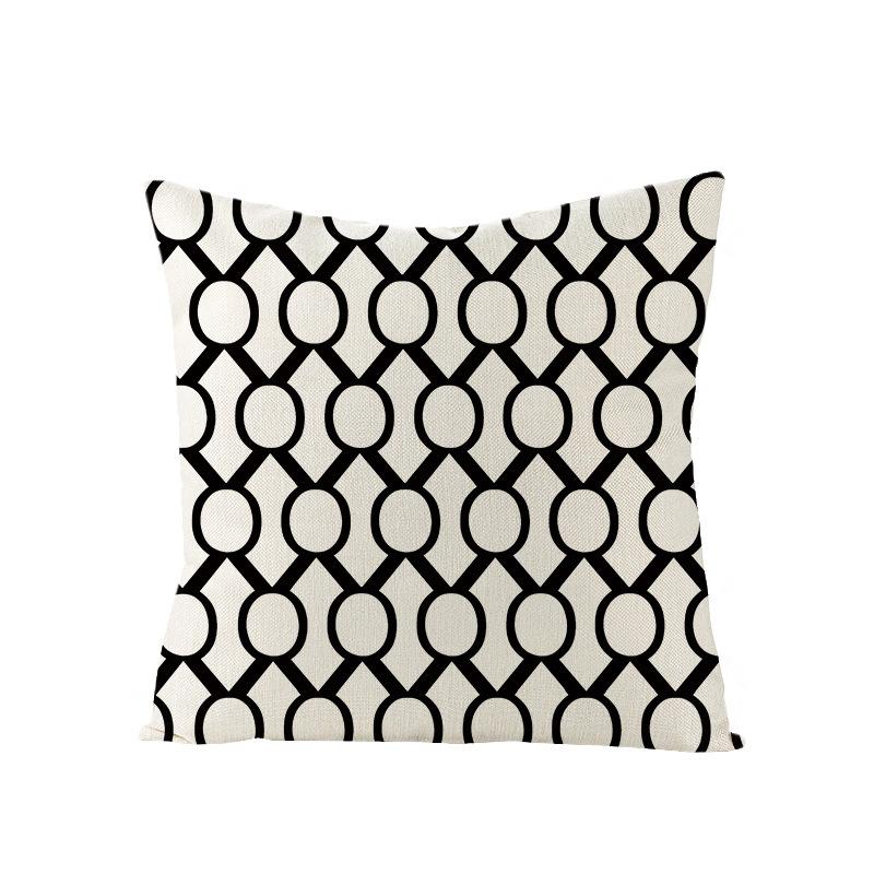 Black and White Nordic Simple Geometric Linen Pillowcase Modern Style Pillowcase Car Cushion Home
