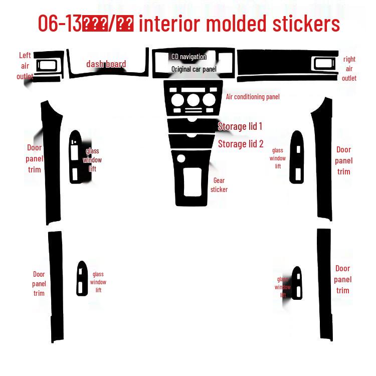 Geely Vision SC7 (2006-2013) Mittelkonsolen-Innenaufkleberfolie aus Kohlefaser.