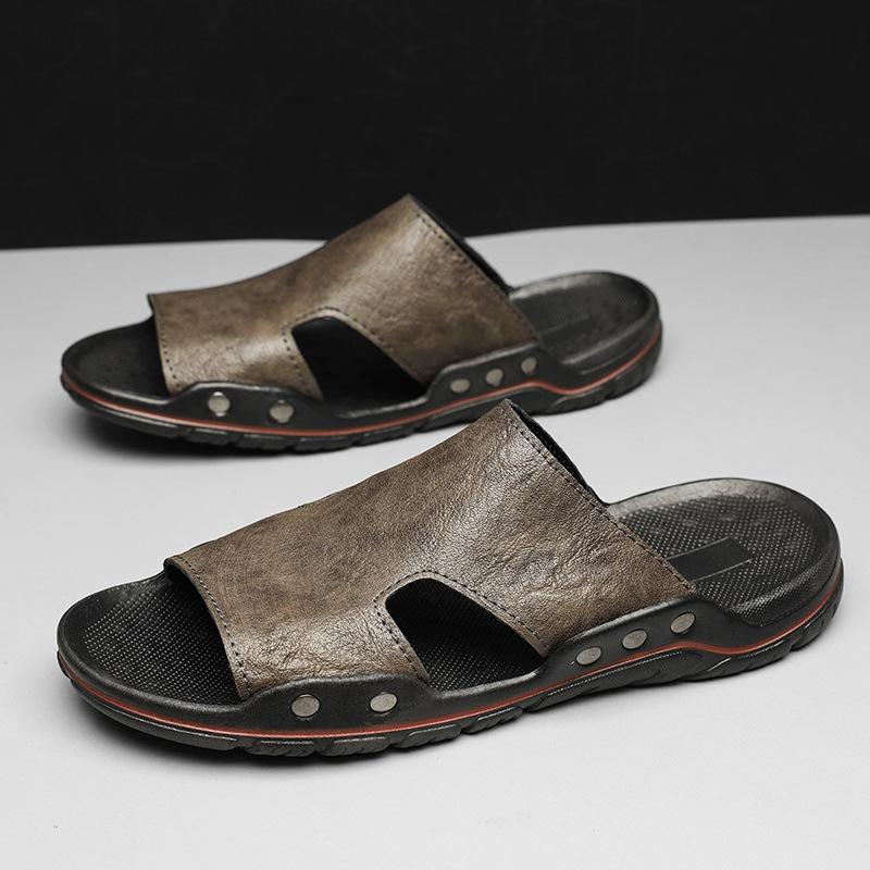 Sandals Men's 2025 New Summer New Men's Slippers Two-layer Cowhide Polyurethane Outsole Men's Shoes