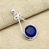 Blue Sapphire Lab-Created Gemstone 925 Sterling Silver Jewelry Handmade Pendant Gift For Wife