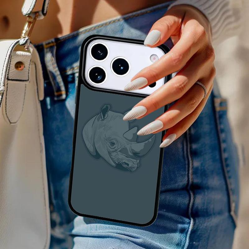 Animal Rhino Phone Case For iPhone 17 Air 14 15 13 12 Max Cover For Apple 14 15 16 16e 11 Pro Max Plus Coque