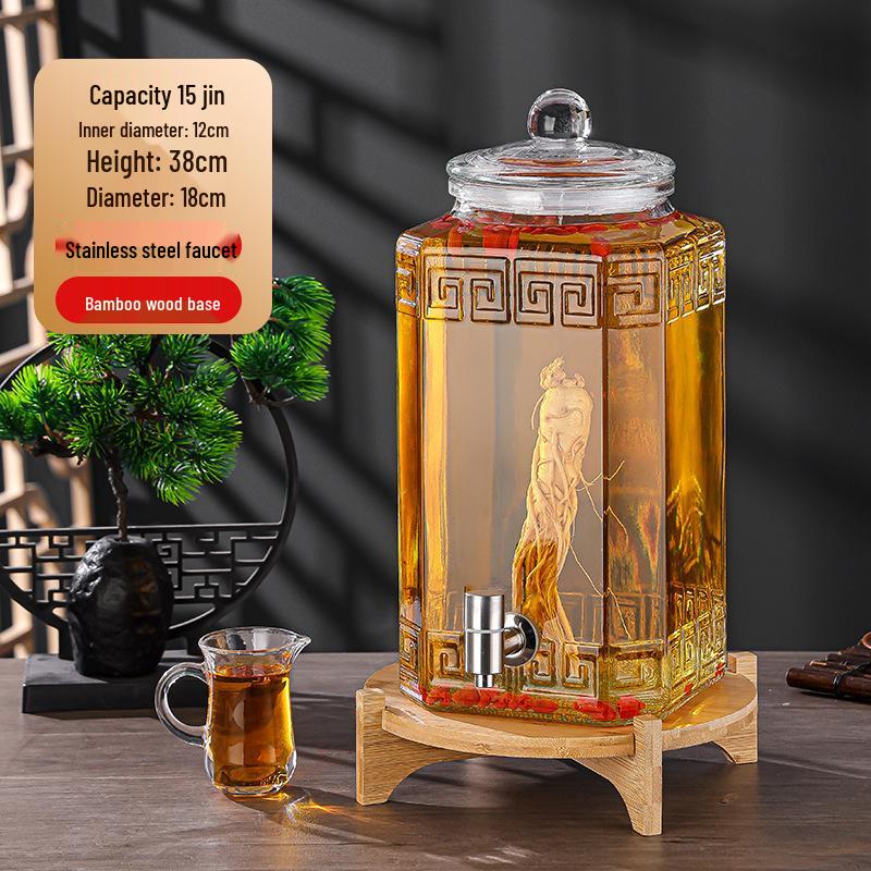 Luxury Sealed Wine & Baijiu Soaking Jar with Faucet for Household Use