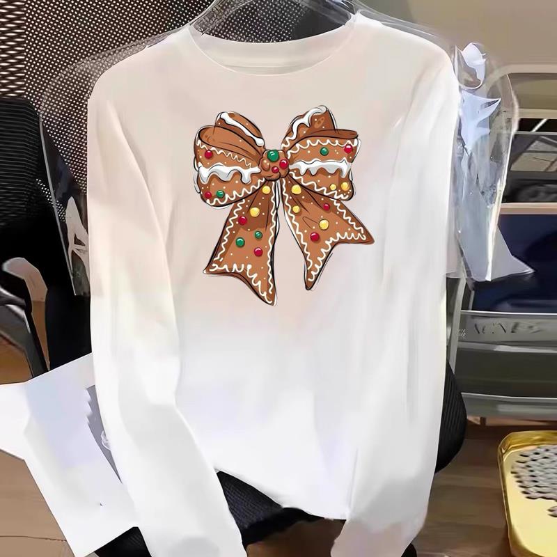 (Asian Size) Plaid Tree Cute 90s Graphic Tee Women Print T Shirt Christmas New Year Autumn Winter Casual Fashion Top Clothing Long Sleeve T-shirts