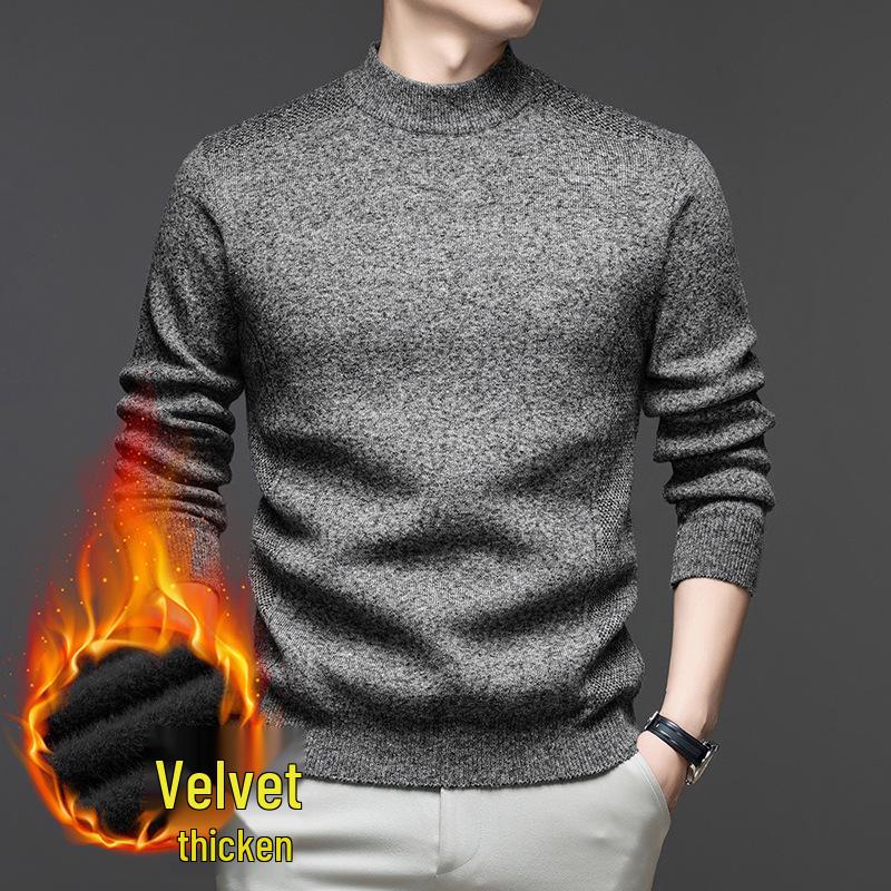 Men's Plus Velvet Thick Round Neck Anti-Pilling Fleece Pullover - Autumn/Winter 2025 Collection