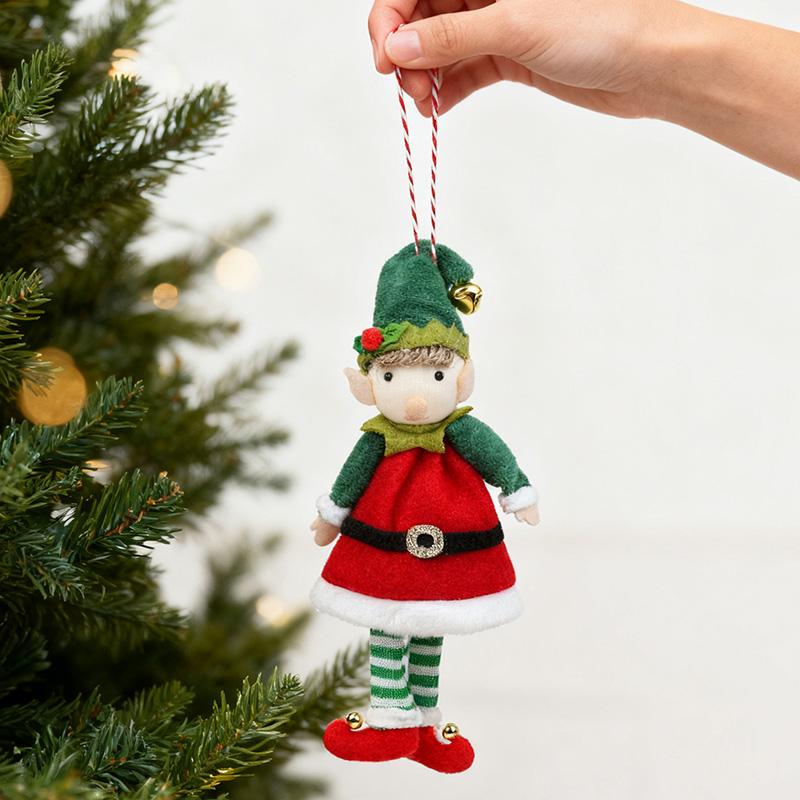 Père Noël Elfes Poupée Ornements à Suspendre Arbre de Noël à Suspendre Pendentifs Elfe Garçon Fille Cadeau de Fête du Nouvel An pour Enfants Décoration de Maison