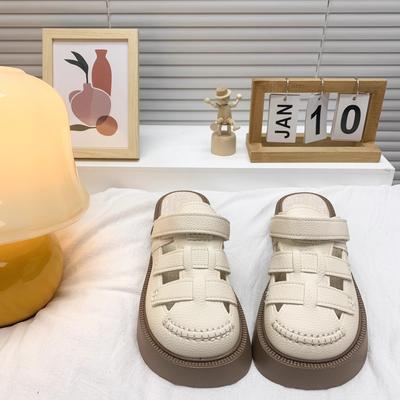 Two Wear Hollowed-out Bag Head Sandals for Women 2025 Summer New Dongdong Mori Roman Thick-soled Half Slippers for Women