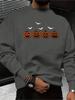 Halloween Pumpkin Print, Versatile Long Sleeve Comfortable Sweatshirts for Men, Casual Tops for Spring and Autumn