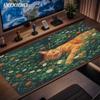Mouse Pad Gaming Green Leaves Orange Cat XL New Home Custom Large Mousepad XXL Playmat Office Non-Slip Soft Mice Pad