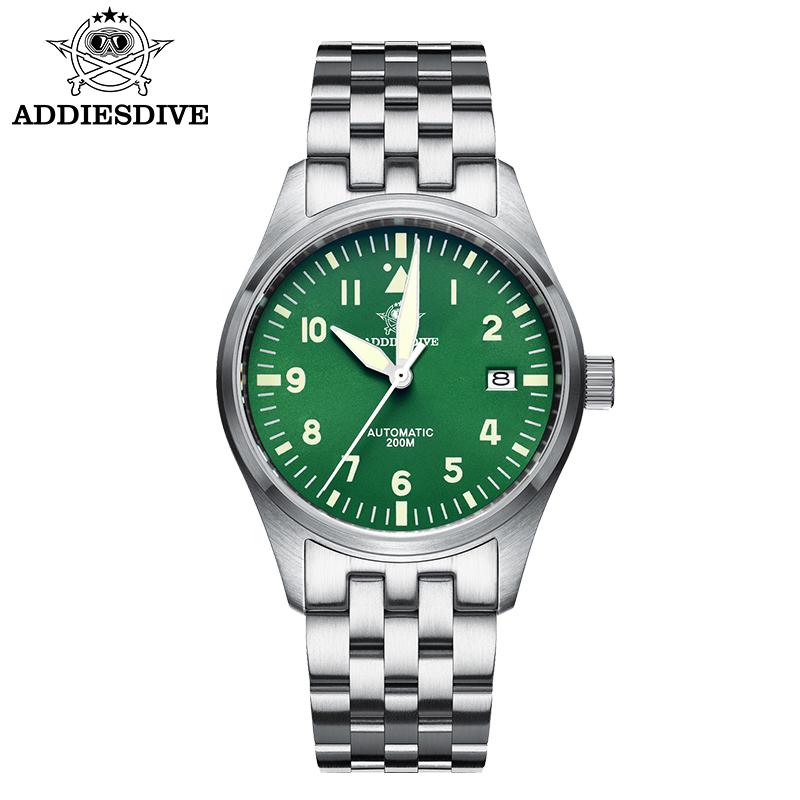 ADDIESDIVE Mechanical Watches Classics MY-H2 Stainless Steel Men's Automatic Watch Waterproof Sapphire Luminous Luxury Watch