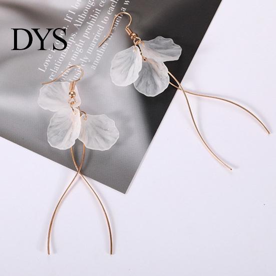 Golden Earrings Hook Fashion Elegant Petal Shape Ear Decor Long Dangle Design for Women Women's