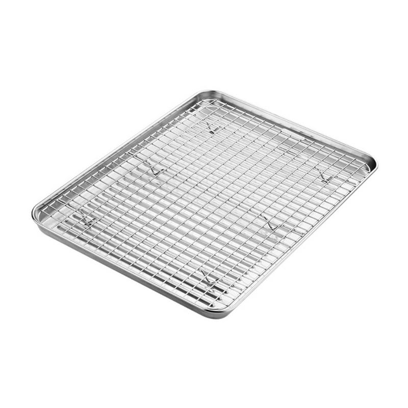 316 Stainless Steel Baking Tray Baking Plates BBQ Tray with Removable Cooling Rack Baking Pan Sheet Oven Dishwasher Safe