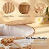Handwoven Wicker Basket Suitable for Kids Picnics Decorating and Storage with Washable Liner Double Lid Dust Proof