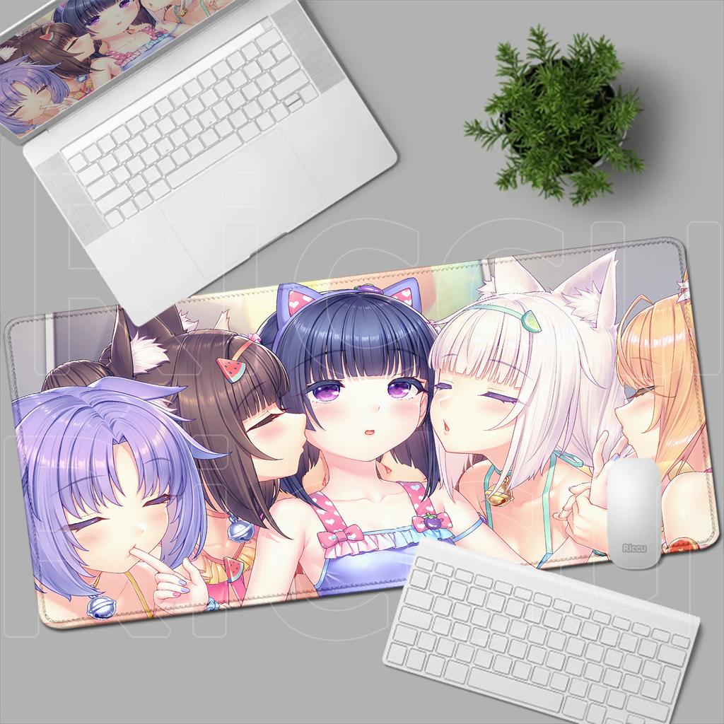 HD Anime Mousepad Cute Chocolate And Vanilla Natural Rubber Nonslip Keyboard Gaming Nekopara Extended Mat PC Office Accessories