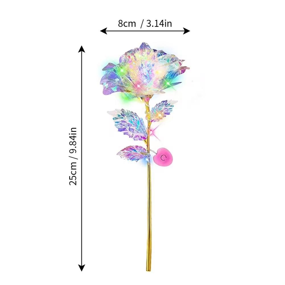 2pcs Led Valentine's Day Mother's Day Gift 24K Foil Plated Roses Artifical Flowers Wedding Decor Lighting Roses Creative Gift