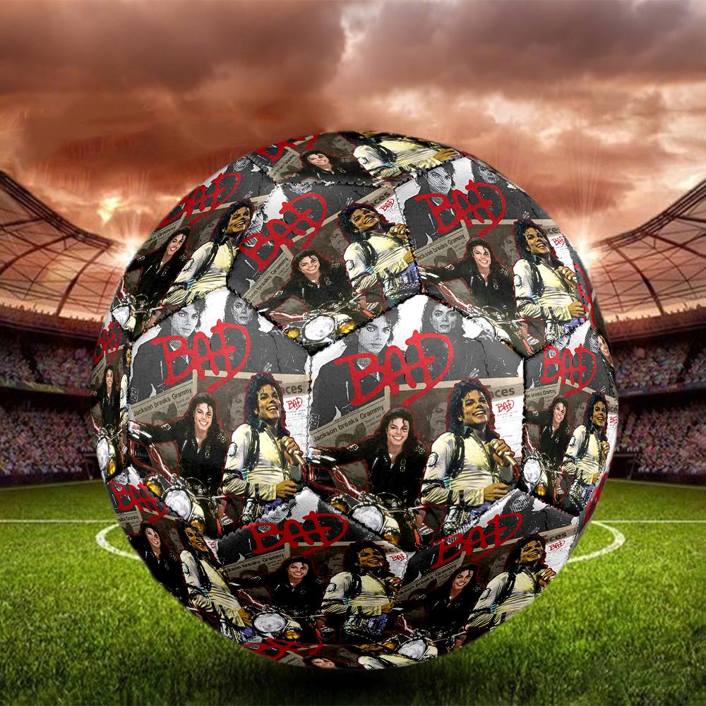 Michael Jackson Print Size 5 Soccer Ball, Standard Match Football for Sports Game and Team Practice, Ideal Gift for Soccer Fans
