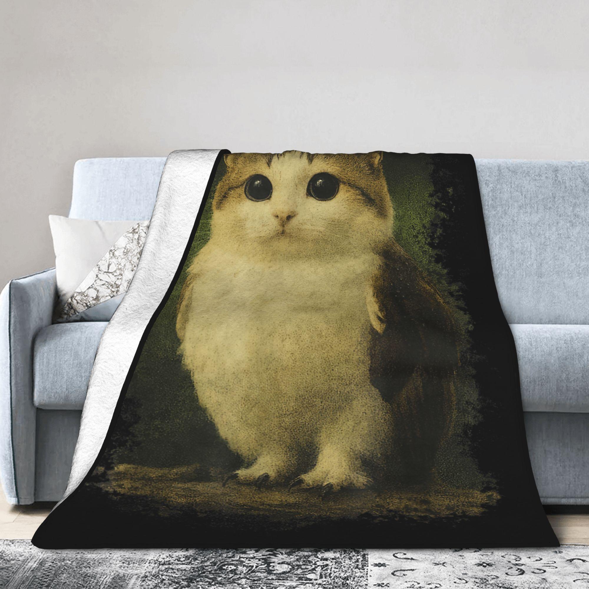Panika Chen Unisex Meowl Cat Owl Trendy Meme Funny Blanket Cover Brainrot Flannel Throw Blanket Airplane Travel Decoration Bedspreads Breathable