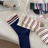 Korean Double Needle Striped Cotton Socks Autumn Retro Sports Stockings Piled Up Socks With Socks Stripes