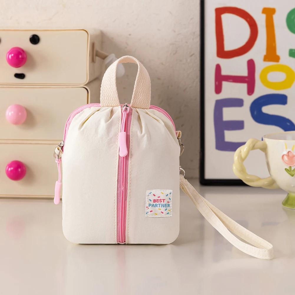 

Macaron Travel Cosmetics Organizer Mini Sanitary Napkin Storage Bag Portable Discreet Menstrual Pouch Student Period Essentials бежевый