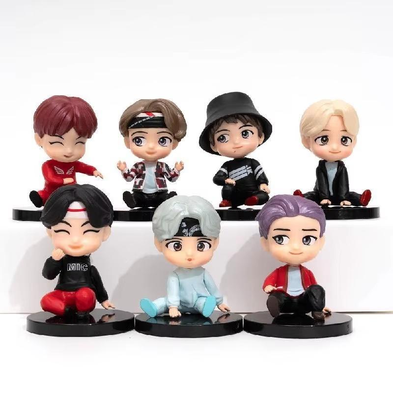 7Pcs/Set Bangtan Boys Groups Rm Jin Suga Jhope Jimin V Jungkook Doll Model Toy Action Figure Star Idol Cute Army Gift For Kids