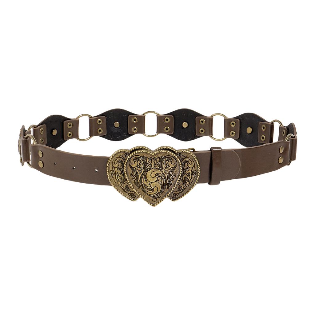 Heart Buckle Waist Belt Punk Chain Heavy Duty Grunge Buckle Modern Waistband Waist Chain Studded Belt