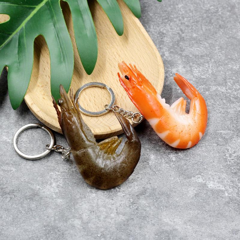 Funny Shrimp Pendant Keychain Prawm Key Ring Food Sea Animal Kids Toy Charm Ornament Lobster Palinuridae Fishermen Crayfish
