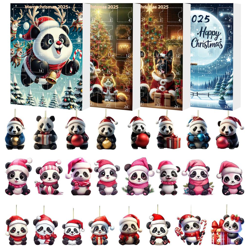Christmas Panda Countdown Calendar With Acrylic Components And Festive Collectible Items