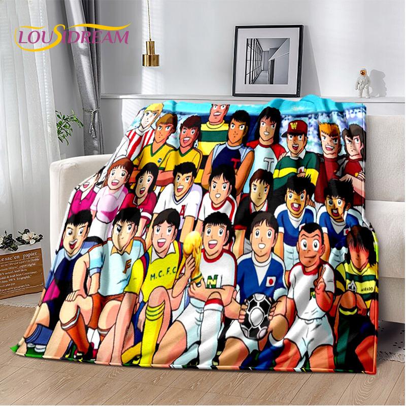 Captain Tsubasa Anime Soccer Cartoon Blanket,Soft Throw Blanket for Home Bedroom Bed Sofa Picnic Travel Office Cover Blanket Kid