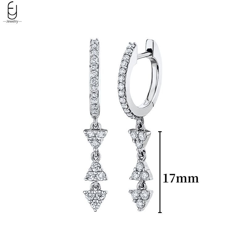 925 Silver Ear Buckles Fashion Hoop Earrings White Crystal Luxury Women's Earrings Wedding Women's Jewelry Premium Gift