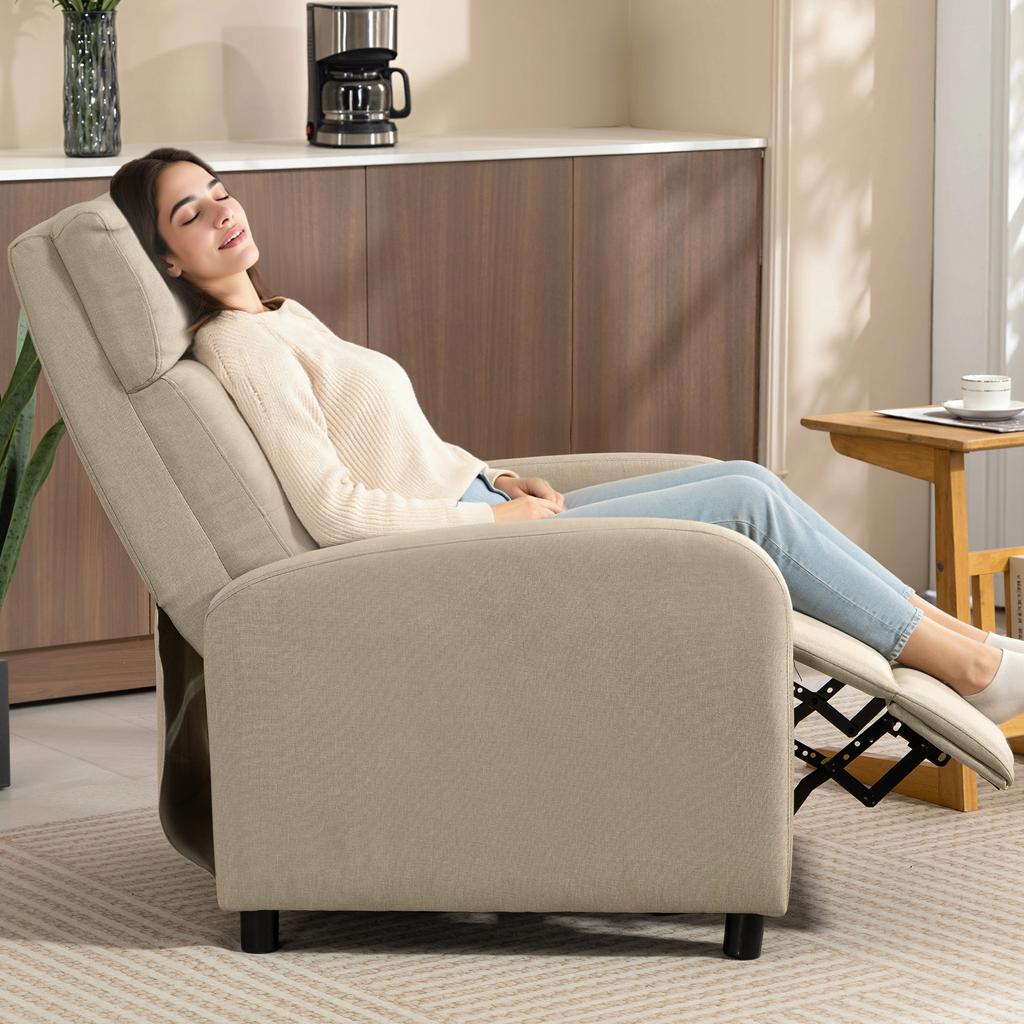 Recliner with Reclining Function, Extendable Footrest, Pocket Spring Core, up to 150 kg, Beige