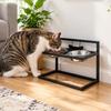 Iron Frame Elevated Dog Bowl Double Bowls Cat Bowl Stand Pet Feeder Raised Cat Bowl Holder  Indoor