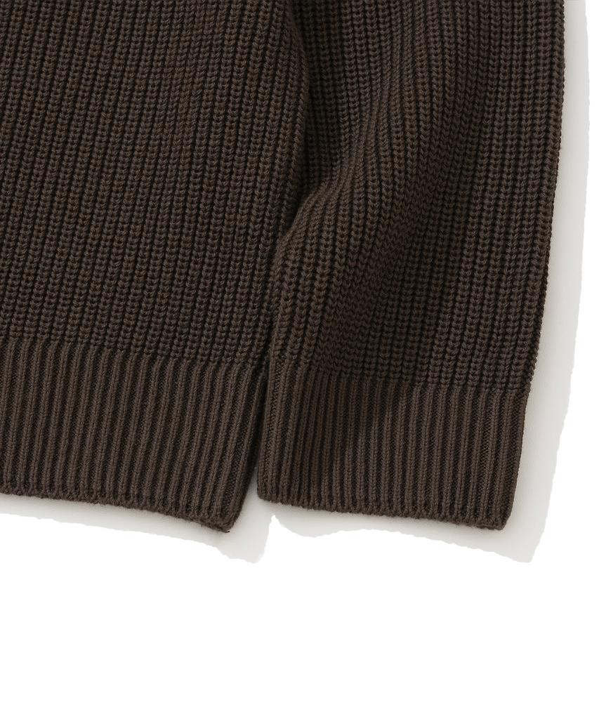 Knitted [Knitted X Fashion Planet] Cotton Waffle Round Cardigan Brown
