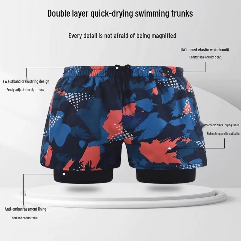 Men's Loose Printed Quick-Dry Swim Trunks