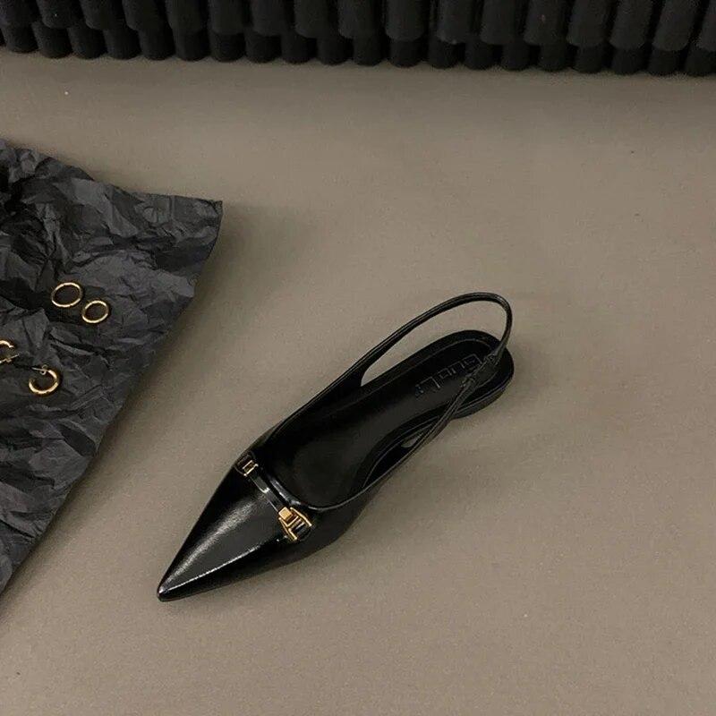Summer Design Women Sandals Shoes Fashion Rhinestone Slip On Flats Heels Ladies Pointed Toe Elegant Slingback Sandals