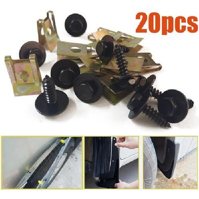 (20 Pcs) Metal Car Screw Body Fender Bumper Retainer U Nut Clips Gasket Fastener