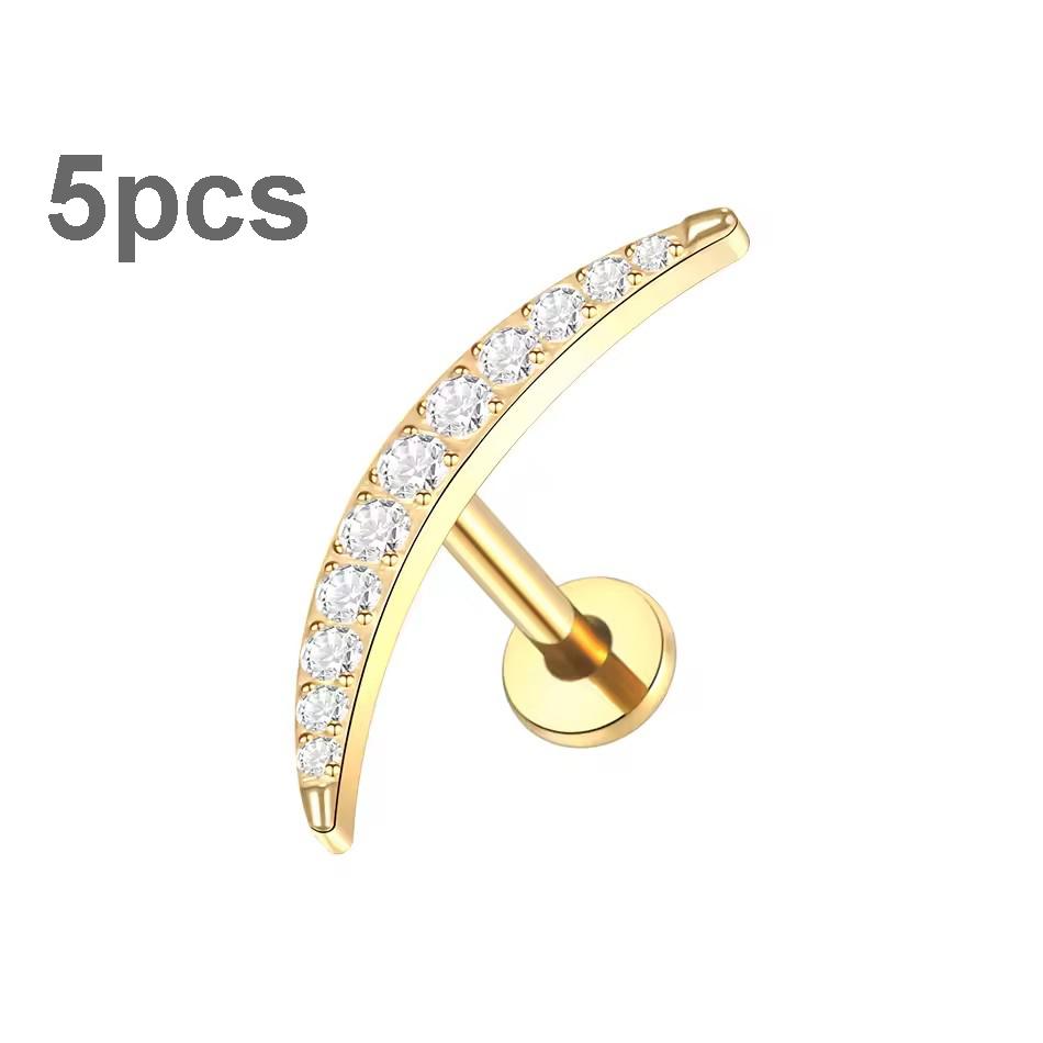 5Pcs/lot Titanium CZ Ear Stud Tragus Cartilage Earrings for Women Labret Lip Lobe Ring Helix Daith Piercing Body Jewelry