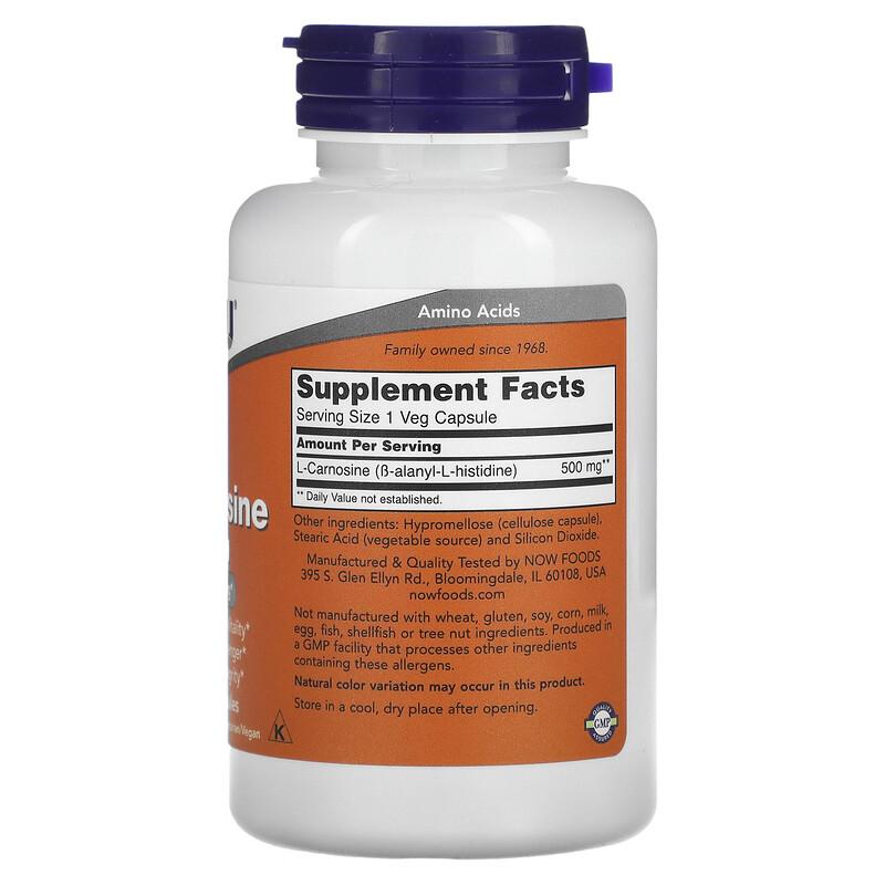 L-Carnosine, 500 mg, 100 Veg Capsules
