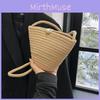 Elegant Soft Woven Bucket Bag For Women Casual Summer Style Shoulder Handbag In Khaki Red And Colorful