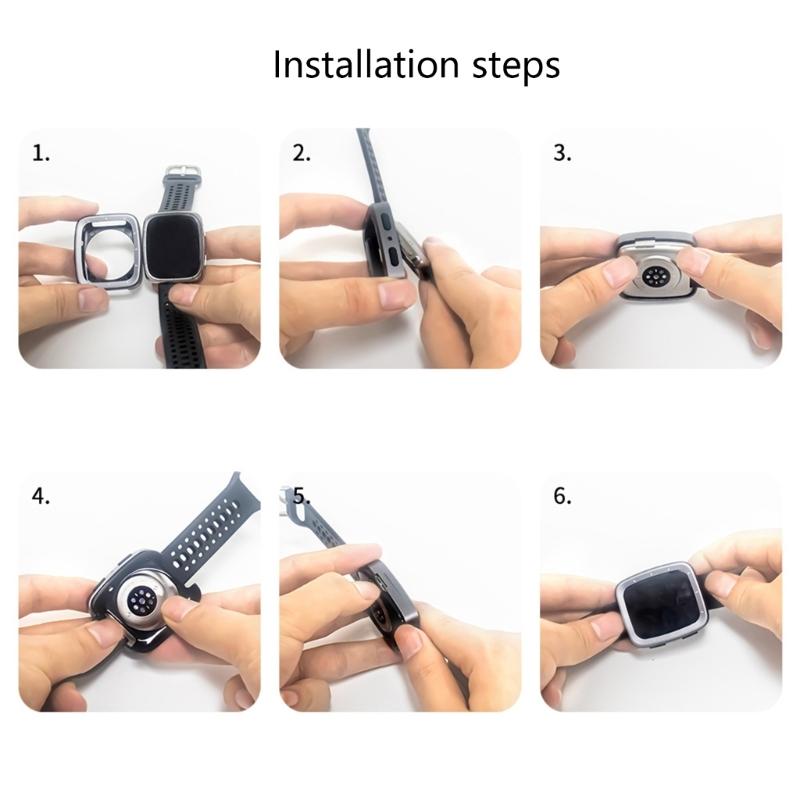 Watch Cover Full Coverage Shell for Active 2 Square/2s Scratchproof Metal Bumper Frame Case Housing Easy Installation