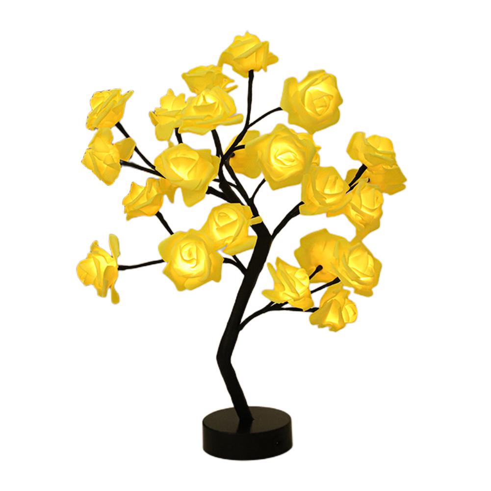 24LED Colorful Rose Tree Light 2 Gear Table Rose Lamp 5000LM Creative Desk Lamp Touch Switch for Women Gifts Festival Decoration