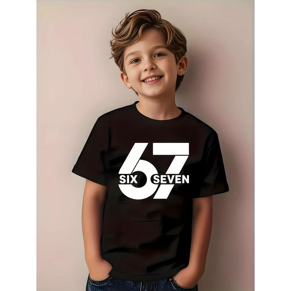 67 Meme Sxi Seven Cool Print Summer Boy Girls Cotton Short Sleeve Tshirt Fashion Kids Clothes Tee Streetwear Childrens Tshirts