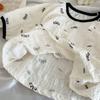 2pcs/set Children's Pure Cotton Shirt Pant Set Girls Boys Comfortable Sweet Versatile Three-quarter Sleeve Tops + Trousers Home Clothes Sleepwear Set