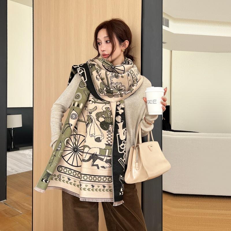 Winter imitation cashmere scarf women's new versatile fashion jacquard scarf new cold-proof warm velvet shawl