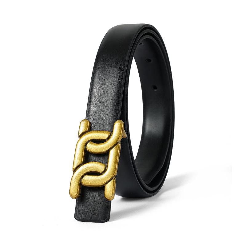 Genuine Leather Women's Versatile Brown Jeans Belt