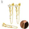 925 Silver Needle Vintage Gold Earrings Luxury Long Chain Tassel Crystal Hoop Earrings for Women Party Trend Jewelry