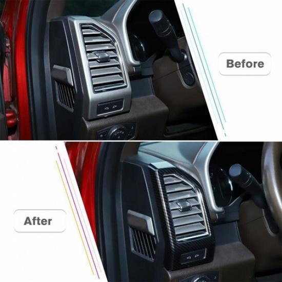 Inner Side Front Air Outlet Vent Cover Trim For Ford F150 2015- Carbon Fiber