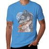 Two Wolves Under Full Moon, No Background T-Shirt Summer Top Heavyweights Mens Graphic T-shirts Hip Hop