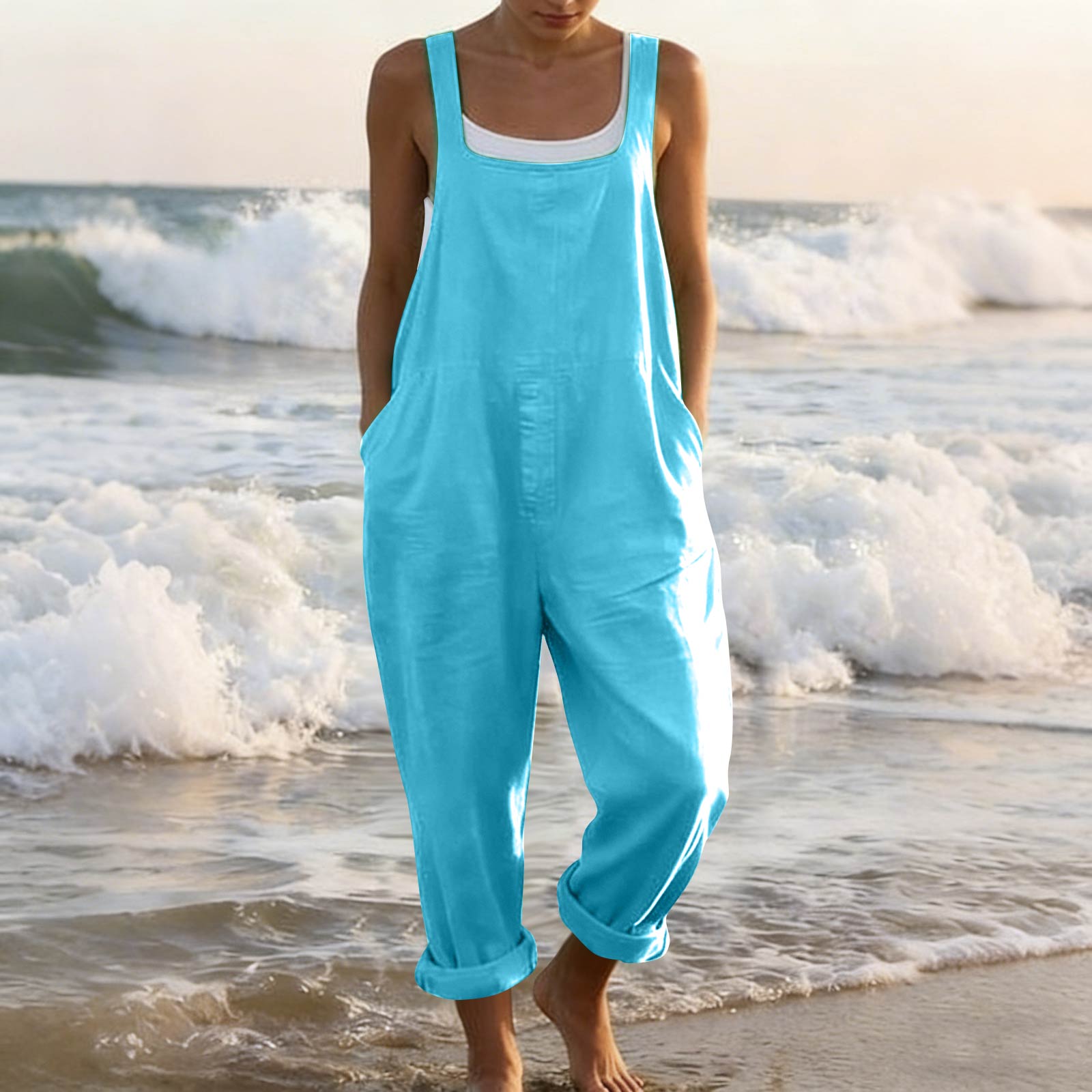 Женская Мода ,Цветной Комбинезон Без Бретелек Без Рукавов L