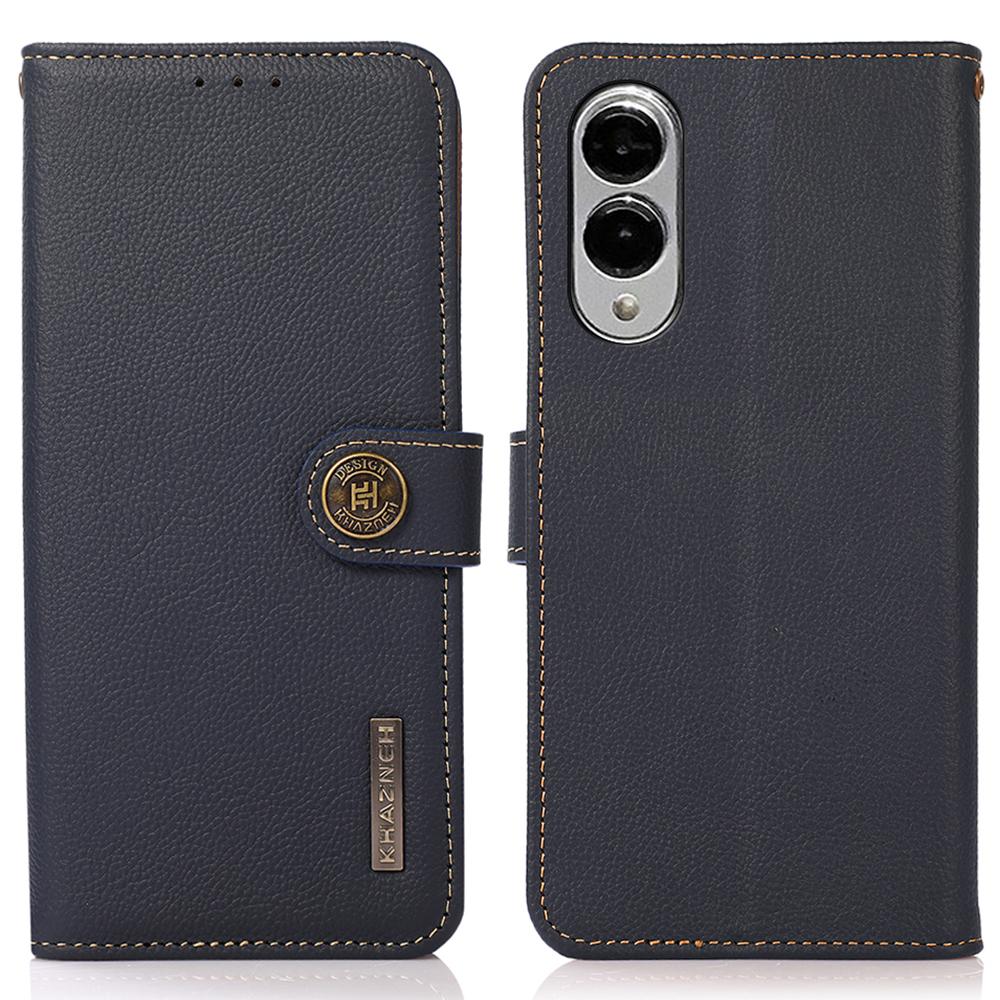 KHAZNEH for Samsung Galaxy S25 Edge Case Genuine Cow Leather RFID Blocking Wallet Phone Cover