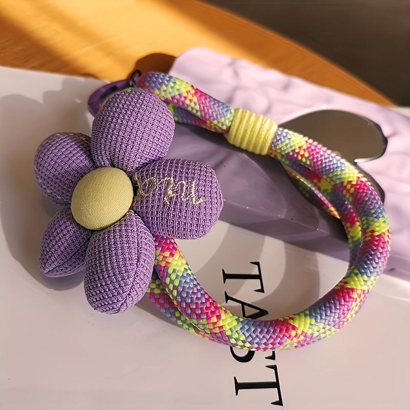 Mobile Phone Lanyard Wrist Short Style, Women's Small Flower Braided Rope, Strong and Durable Handheld Cord Prevents Loss